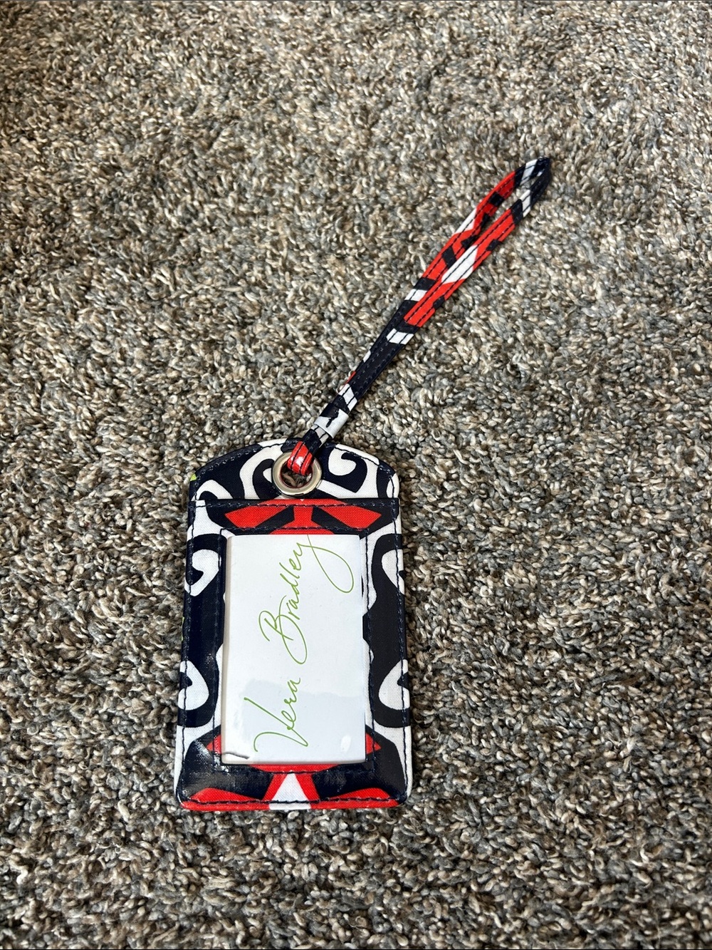 Vera Bradley Navy, White, Red & Lime Quilted Luggage Tag